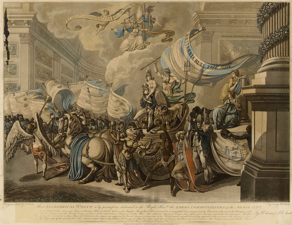Detail of Fame conducting Admiral Lord Nelson to her Temple by Johann Eckstein