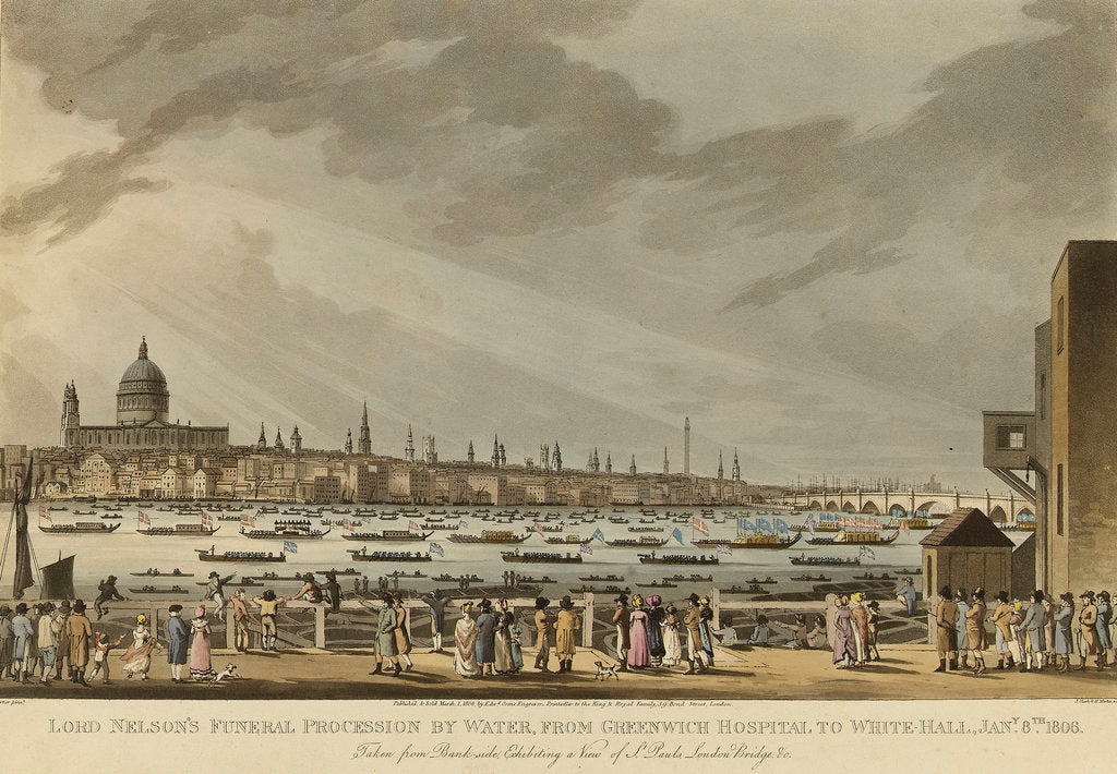 Detail of Lord Nelson's Funeral Procession by Water from Greenwich Hospital to White-Hall, Jany 8th 1806 by unknown