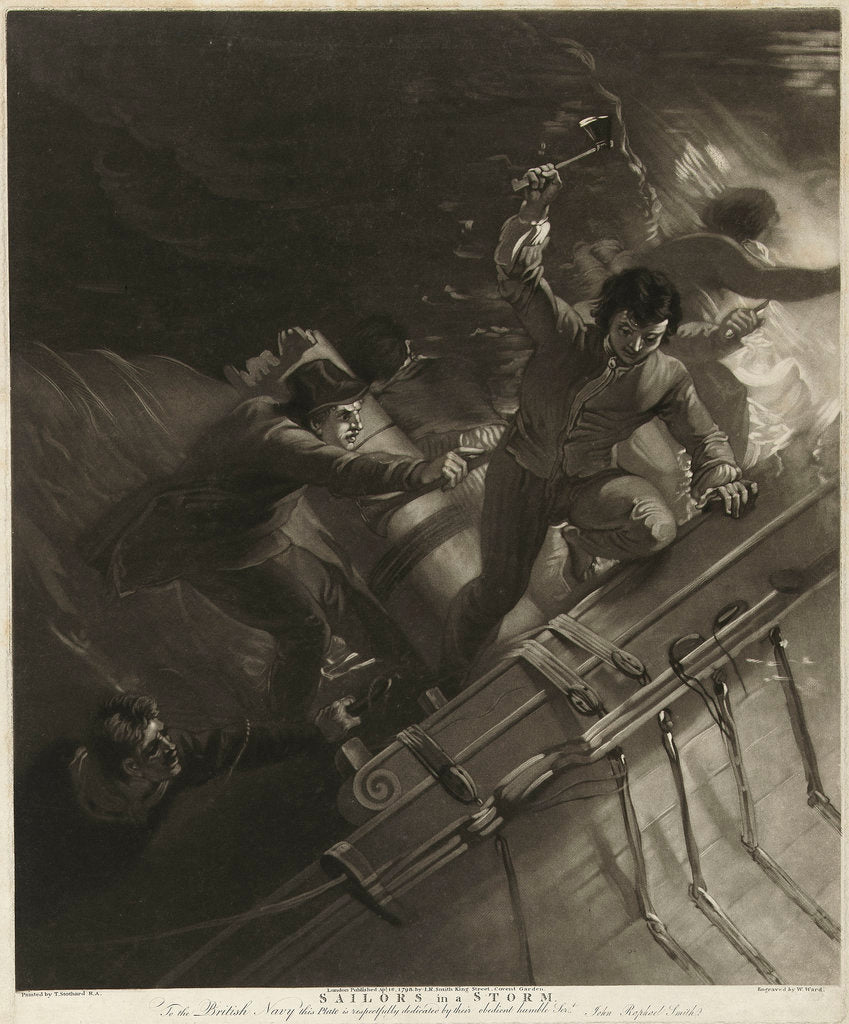 Detail of Sailors in a storm by Thomas Stothard