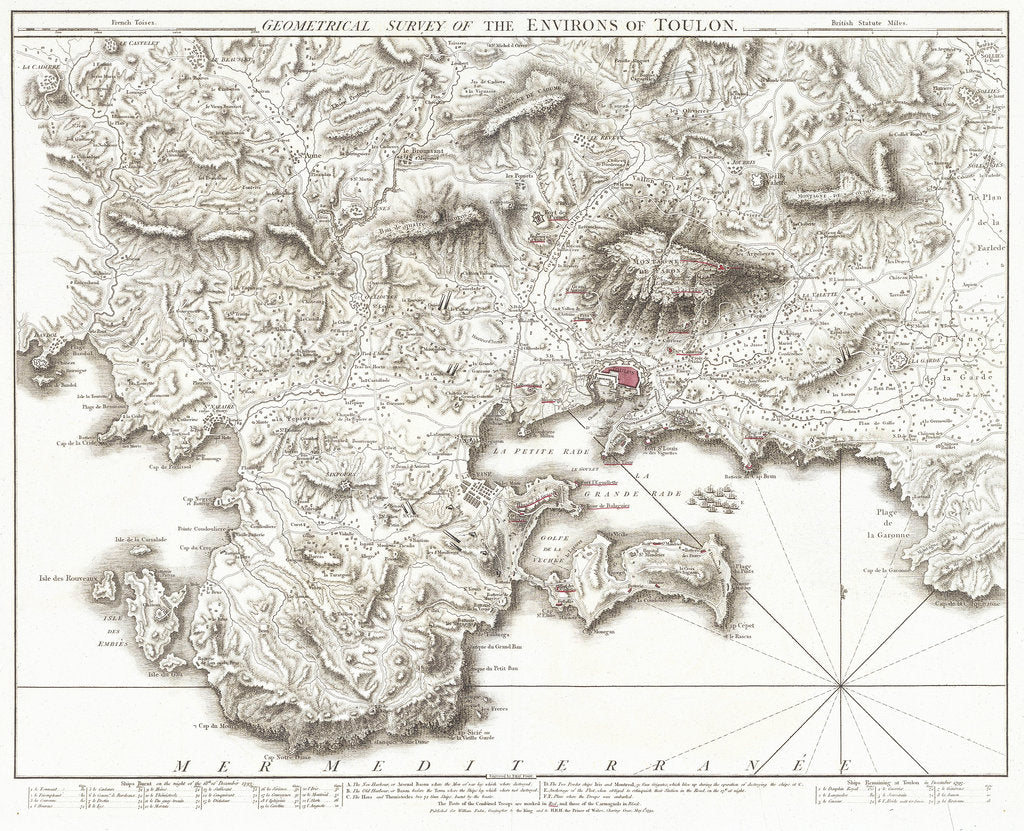 Detail of Geometrical survey of the environs of Toulon by Thomas Foot