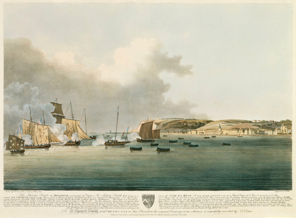 Detail of HM frigate 'Diamond' of Cape Le Heve by J. Boxer