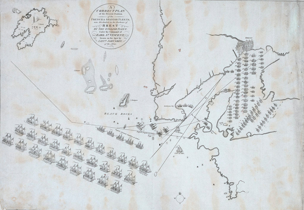 Detail of Plan of the French & Spanish Fleets blockaded by the English Fleet under the command of Earl St Vincent. January 1801 by Lt John Grey