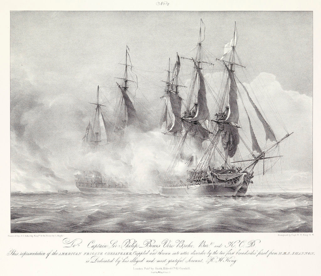 Detail of Action between HMS 'Shannon' and the American frigate 'Chesapeake' by Richard King