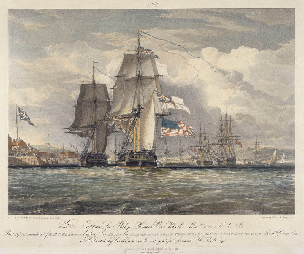 Detail of Action between HMS 'Shannon' and the American frigate 'Chesapeake' by Richard King