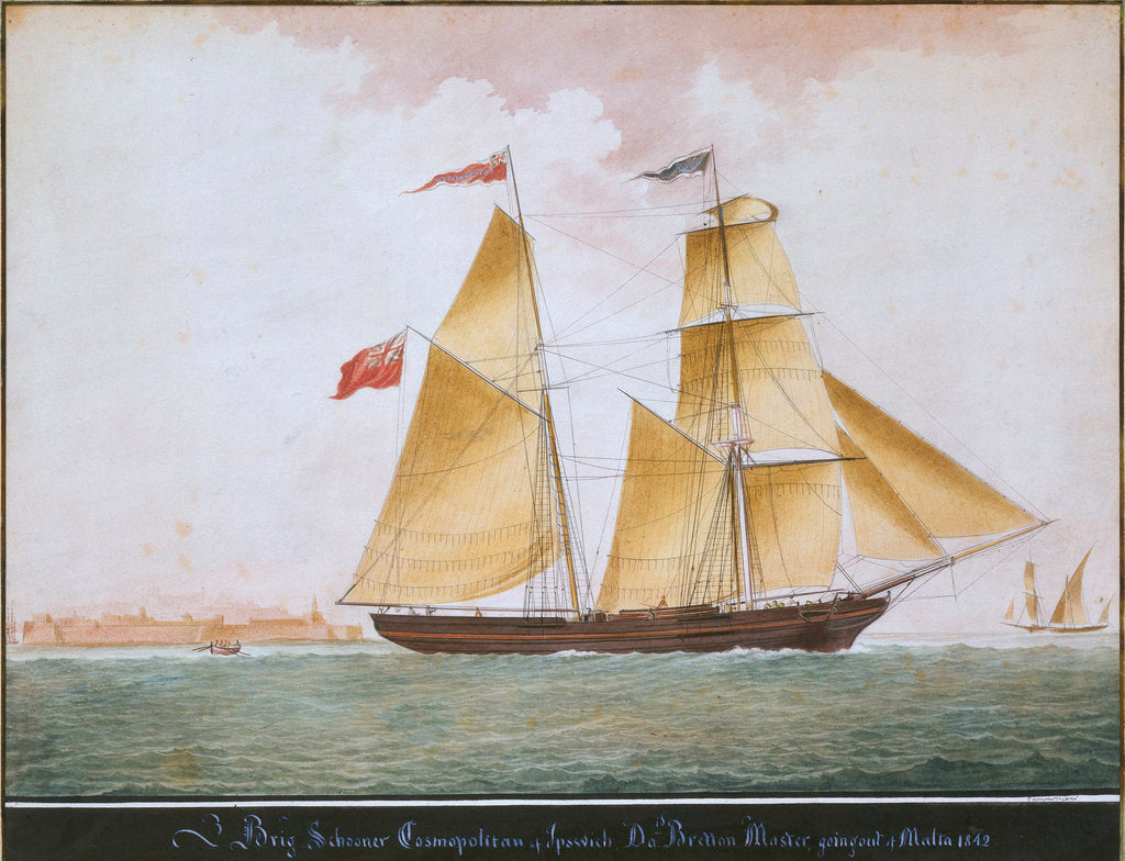 Detail of Brig schooner 'Cosmopolitan' of Ipswich by Nicholas Cammillieri