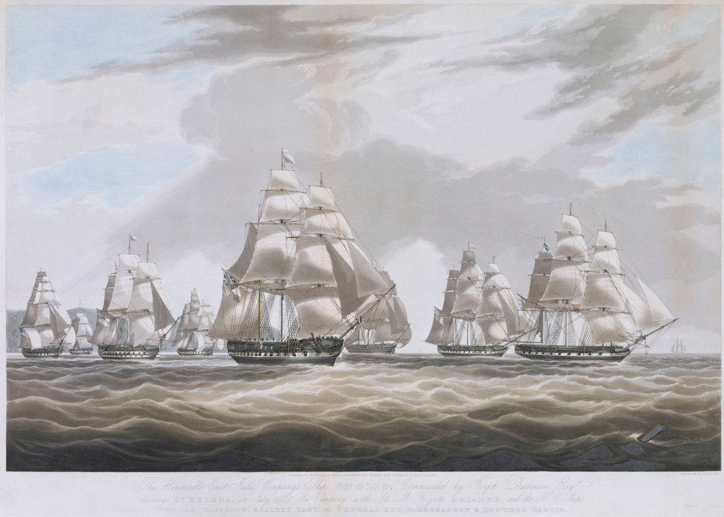 Detail of The East India Company's ship 'Inglis' leaving St Helena, in July 1830 by William John Huggins