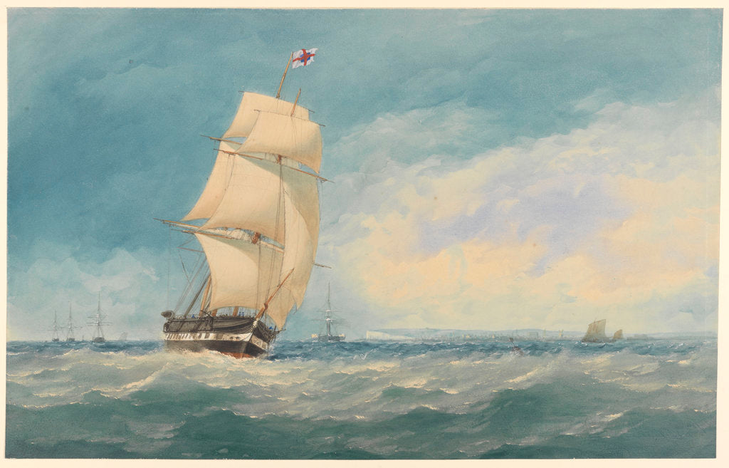 Detail of Watercolour of 'Medway' off Deal by unknown