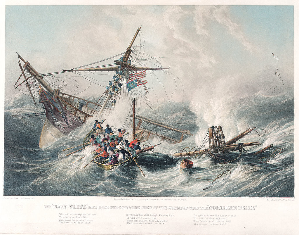 Detail of The life boat 'Mary White' rescuing the crew of the American ship 'Northern Belle' by John Wilson Carmichael