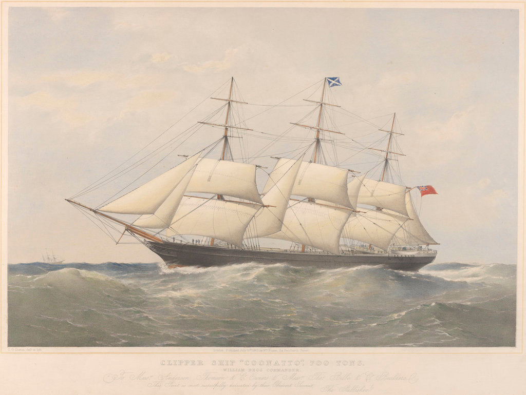Detail of Lithograph of clipper ship 'Coonatto' (1863) by Thomas Goldsworth Dutton