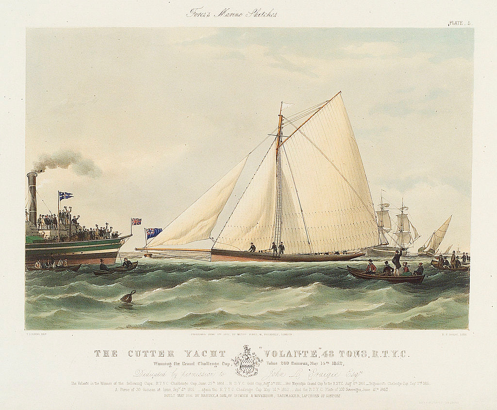 Detail of Cutter yacht 'Volante' by Thomas Sewell Robins
