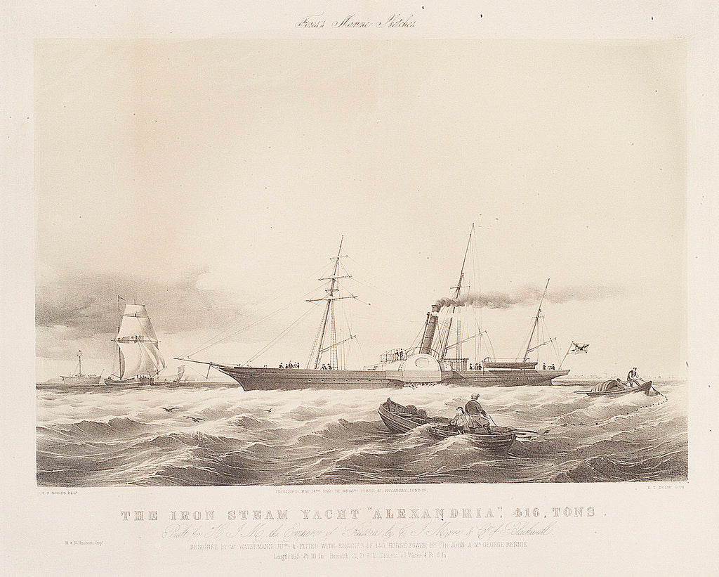 Detail of The iron steam yacht 'Alexandria' by Thomas Sewell Robins