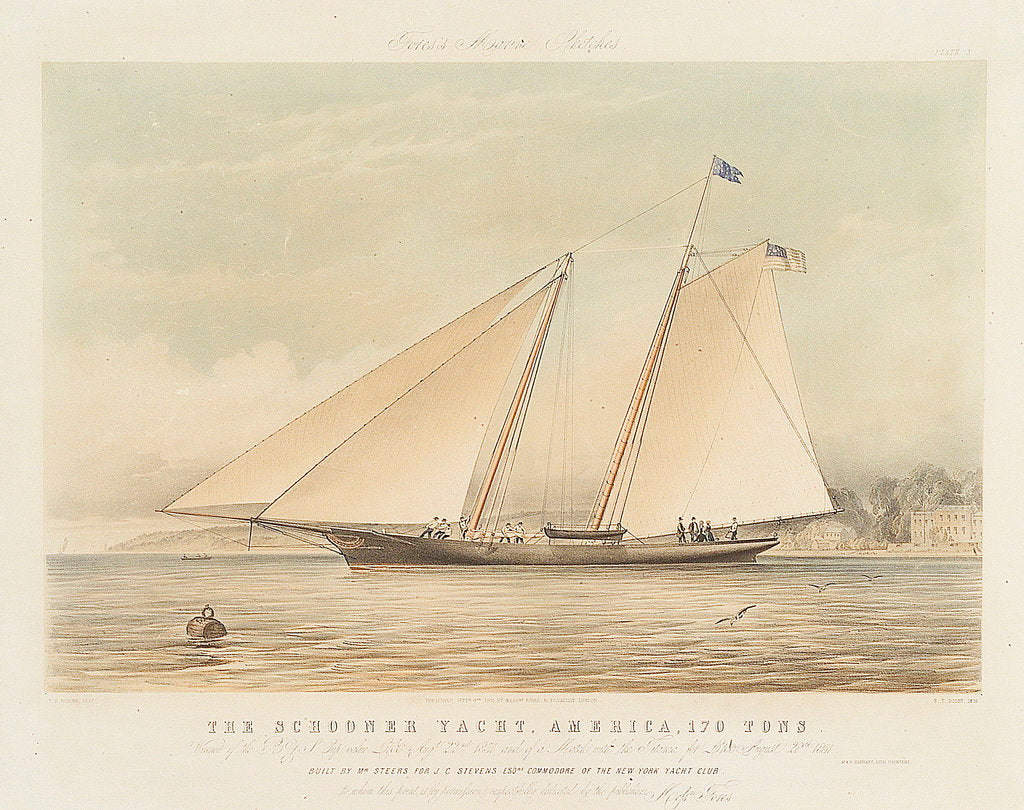 Detail of The schooner yacht 'America' by Thomas Sewell Robins