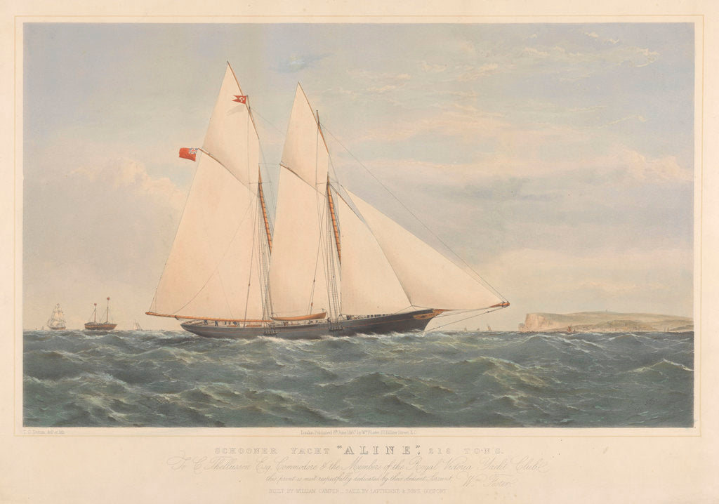 Detail of Schooner Yacht Aline,  216 Tons... Royal Victoria Yacht Club by Thomas Goldsworth Dutton