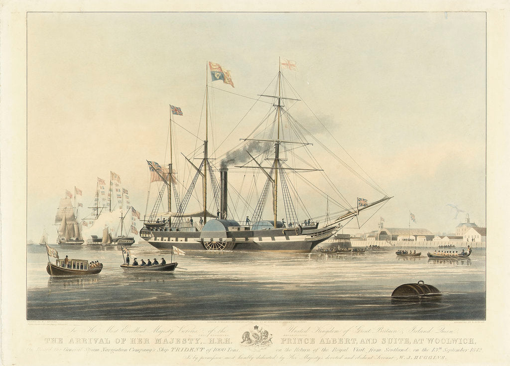 Detail of The arrival of Her Majesty Prince Albert and suite at Woolwich, 1842 by William John Huggins