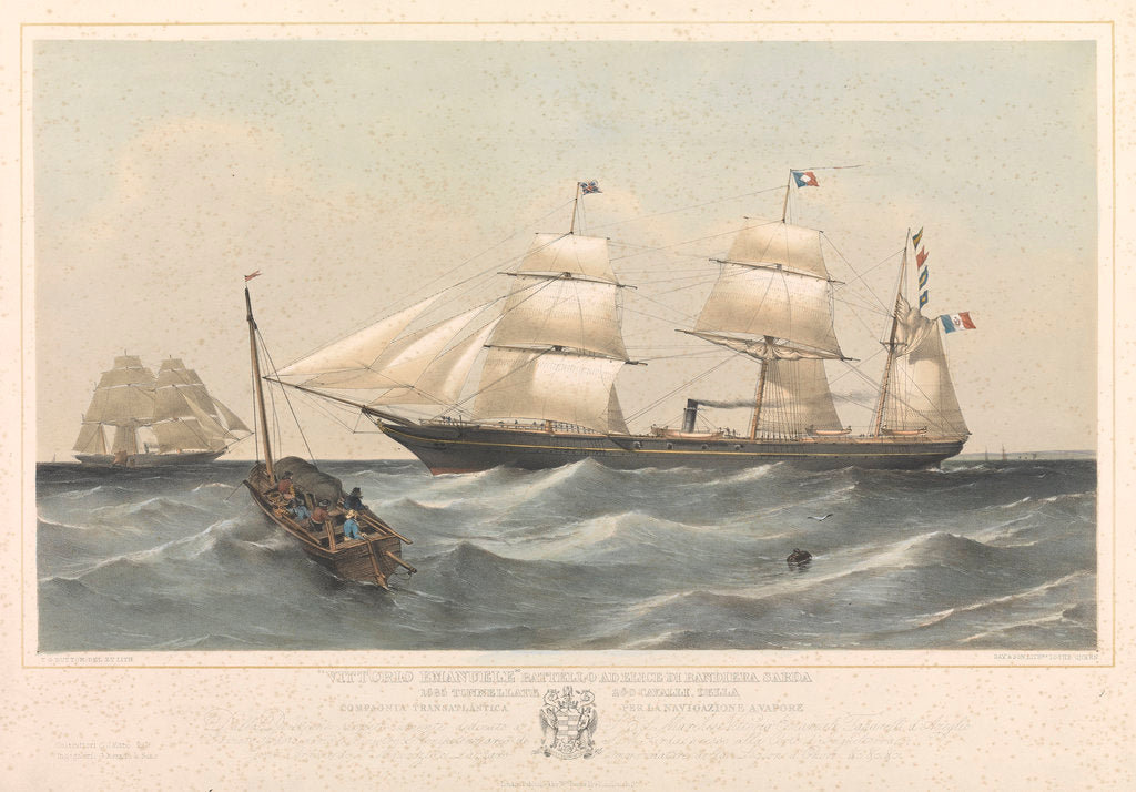 Detail of Steamship 'Vittorio Emanuele' ad elice di Bandiera Sarda by Thomas Goldsworth Dutton