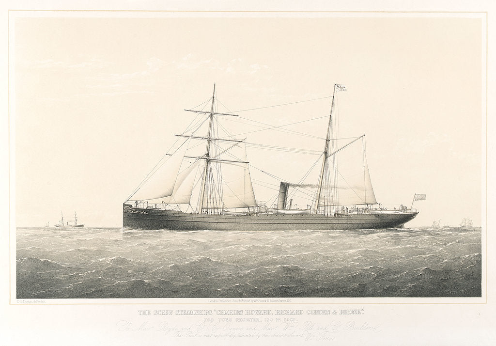 Detail of The screw steamships 'Charles Howard',  'Richard Cobden' and 'Rhone' by Thomas Goldsworth Dutton