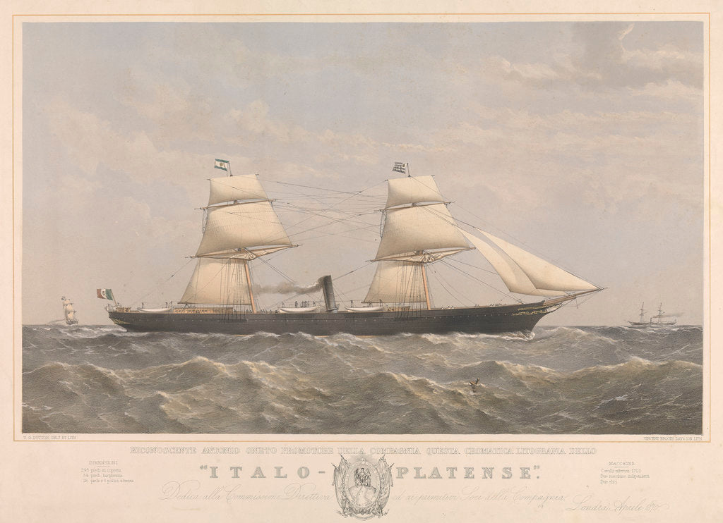 Detail of Riconoscente Antonio Oneto Promotore Della Compagnia Questa Cromatica Litografia Dello 'Italo-Platense' by Thomas Goldsworth Dutton