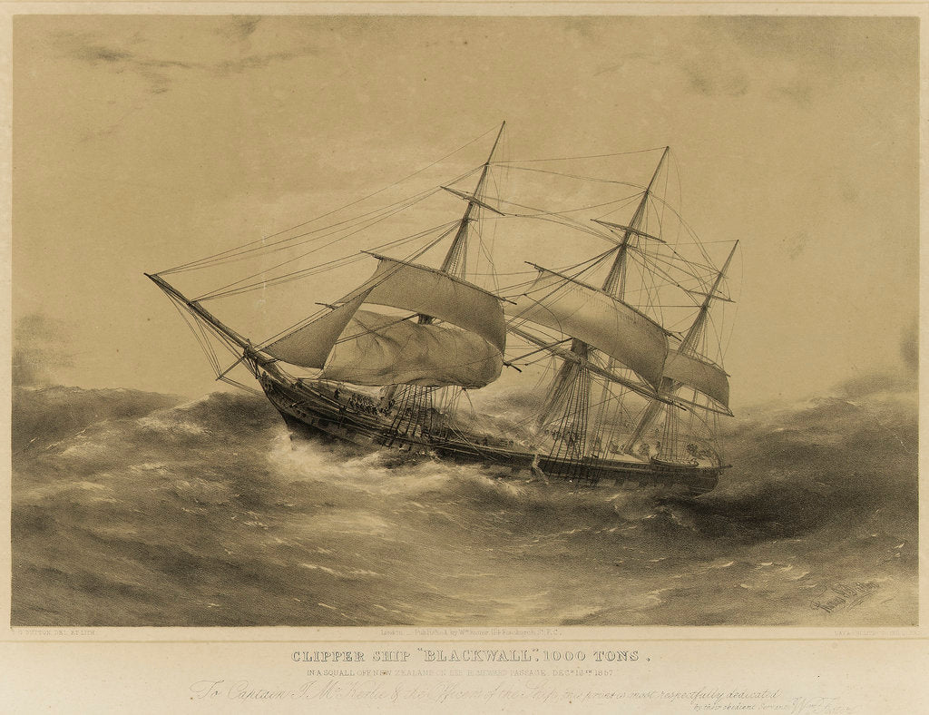 Detail of Clipper ship 'Blackwall...' by Thomas Goldsworth Dutton
