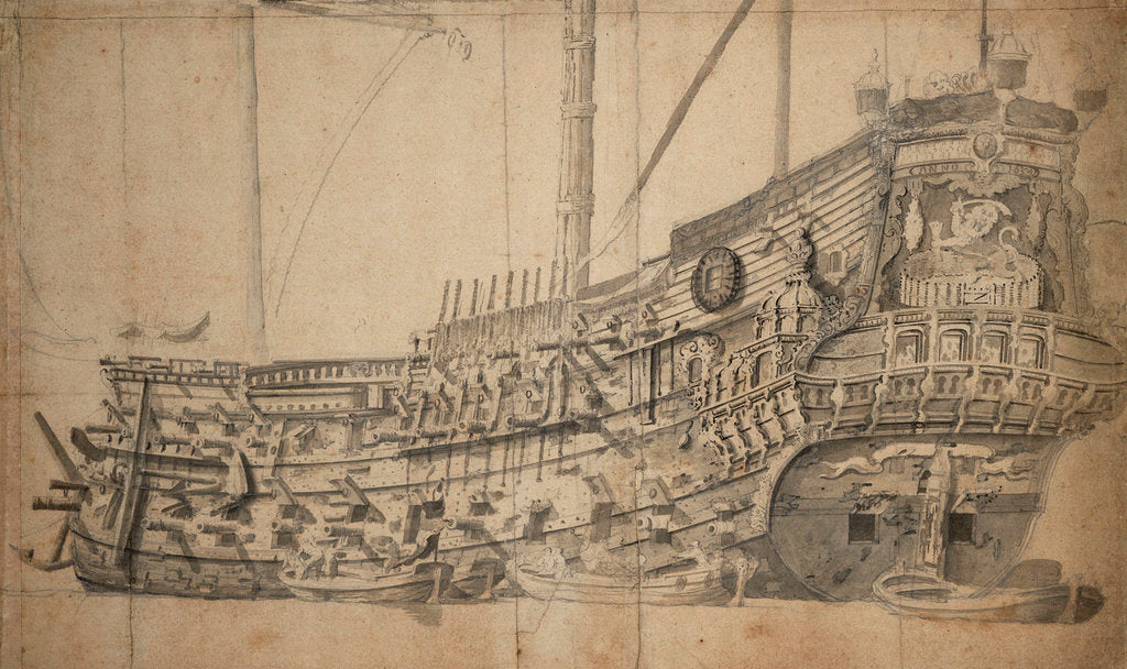 Detail of The 'Eendracht' by Willem van de Velde the Elder