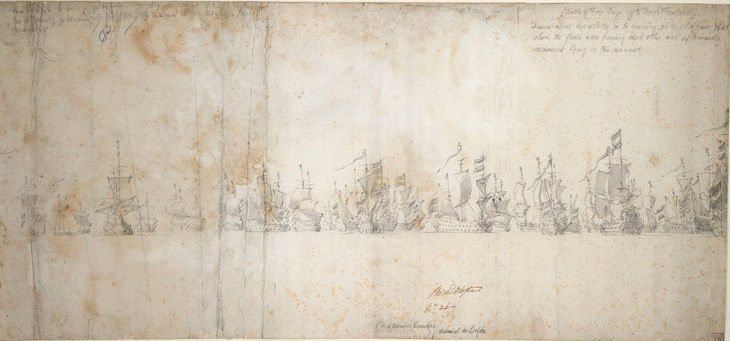 Detail of The Four Days' Battle, on the evening of the first day 1/11 June 1666 by Willem van de Velde the Elder