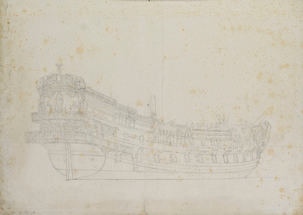 Detail of Portrait of a Spanish two-decker by Willem Van de Velde the Younger