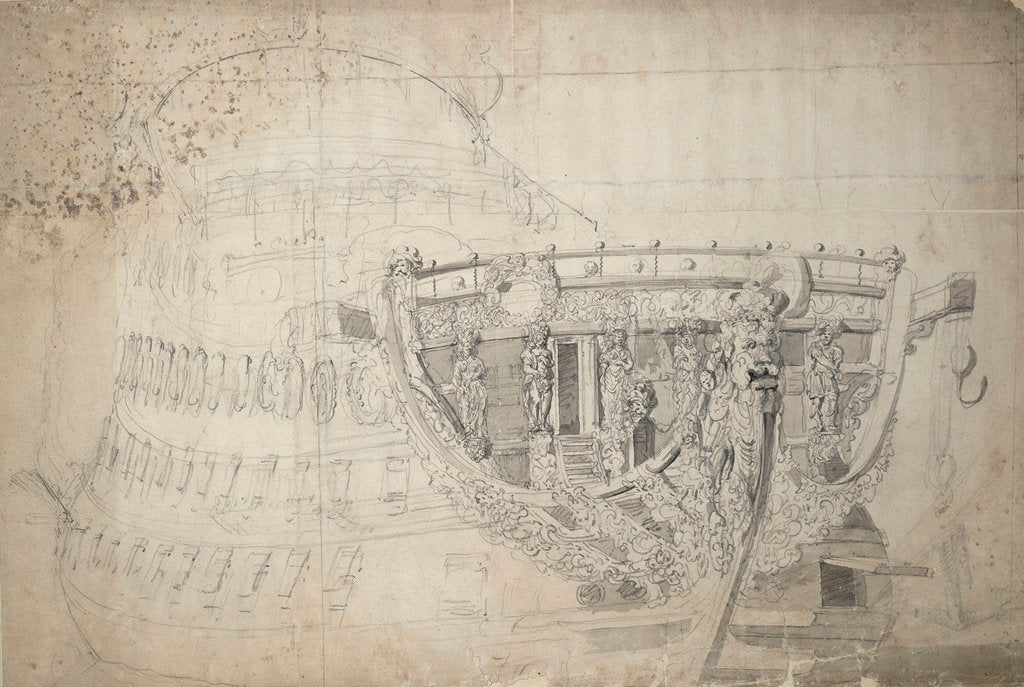 Detail of Portrait of the 'Windsor Castle' by Willem van de Velde the Elder
