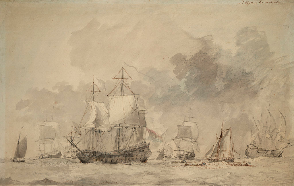 Detail of Dutch Fleet: Council of War - Lord Edgcumbe's by Willem van de Velde the Elder