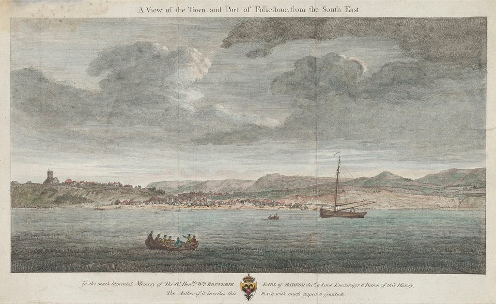Detail of A view of the town and port of Folkestone from the south-east by unknown