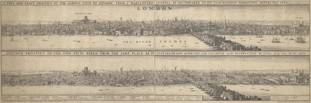 Detail of View of London before the Great Fire of 1666 by Wenceslaus Hollar