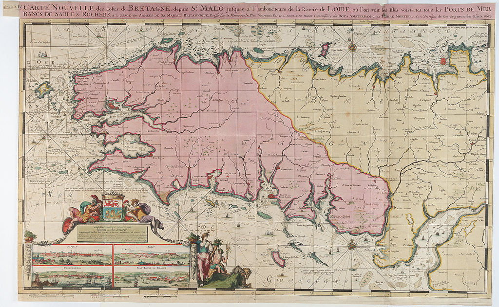 Detail of Map of St. Malo, France by Romeyn de Hooghe