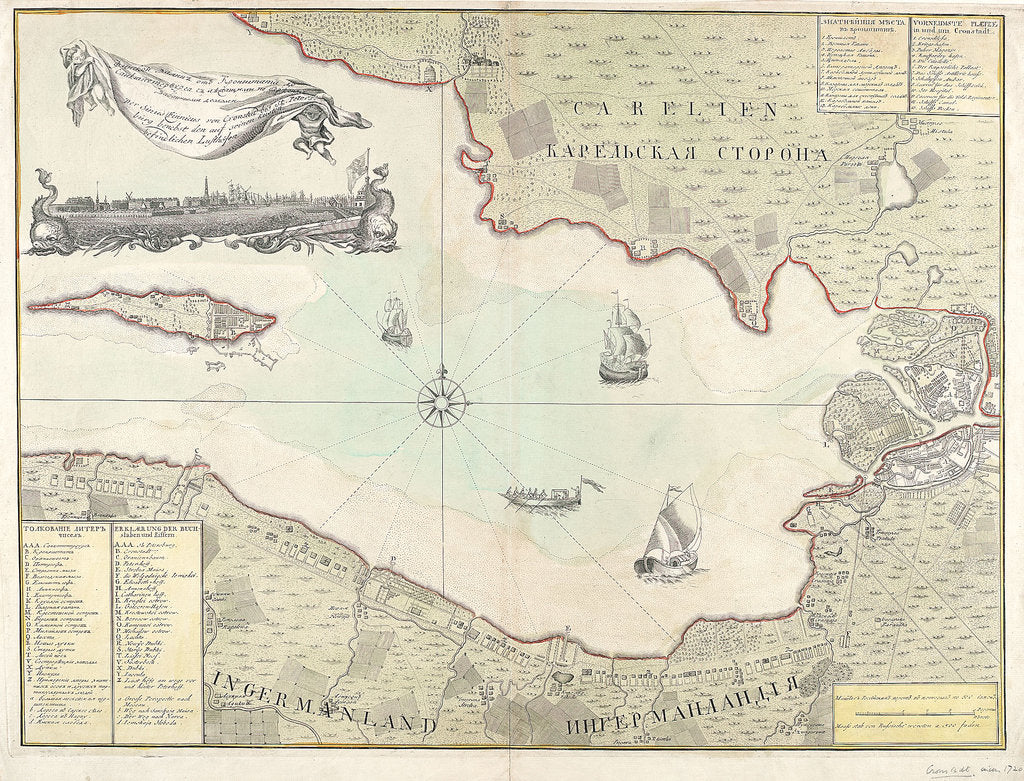 Detail of Chart of Cronstadt, circa 1720 (with key) by unknown