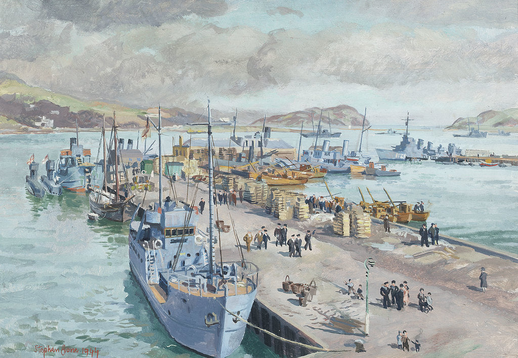 Detail of Campbeltown harbour, Scotland, April 1944 by Stephen Bone