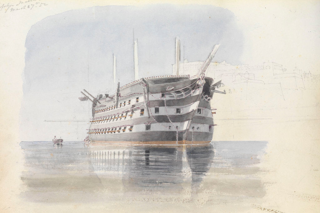 Detail of 'Trafalgar' under the Upper Barracca, Malta, 27 March 1852 by George Pechell Mends