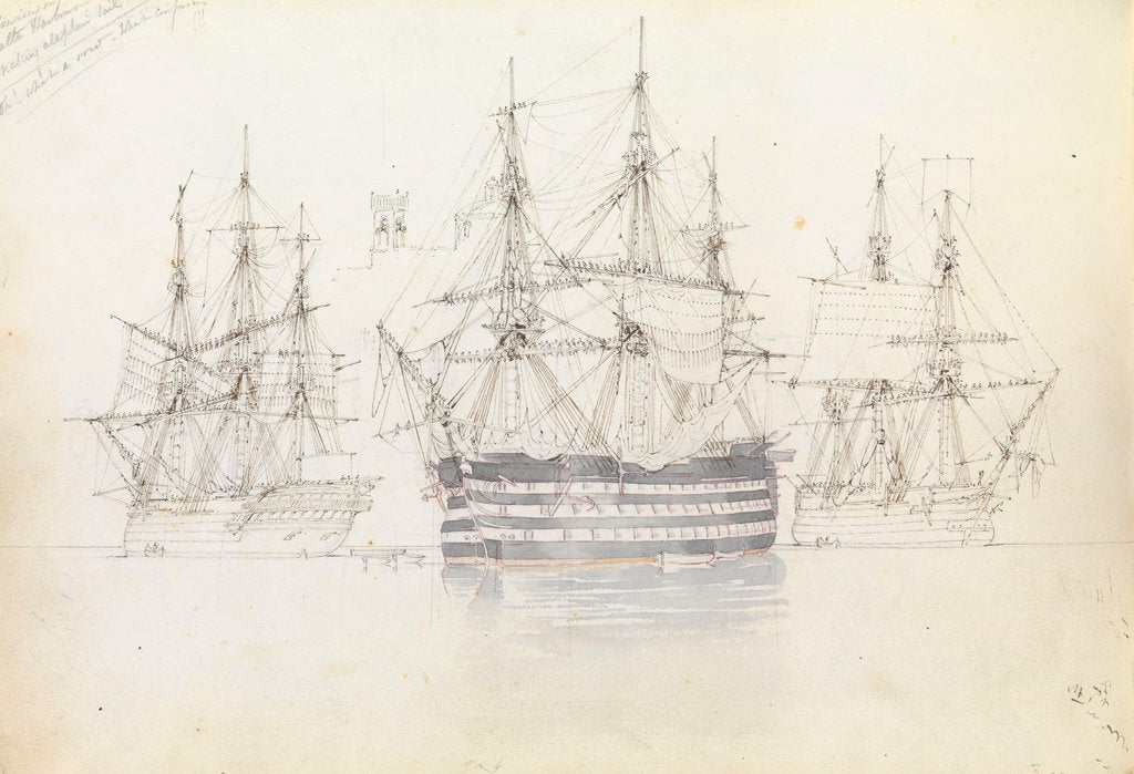 Detail of Sail exercise in Malta harbour by George Pechell Mends