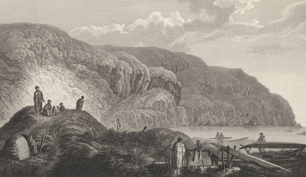 Detail of The natives of Oonalashka and their habitations by John Webber