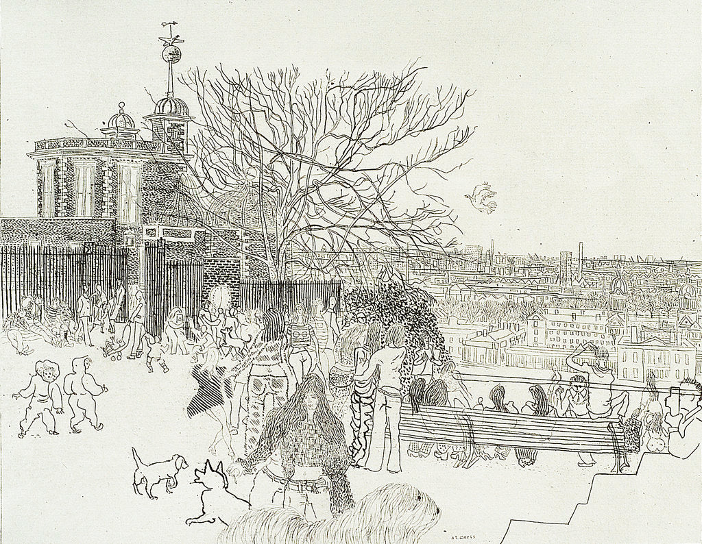Detail of The Old Royal Observatory, Greenwich by Anthony Gross