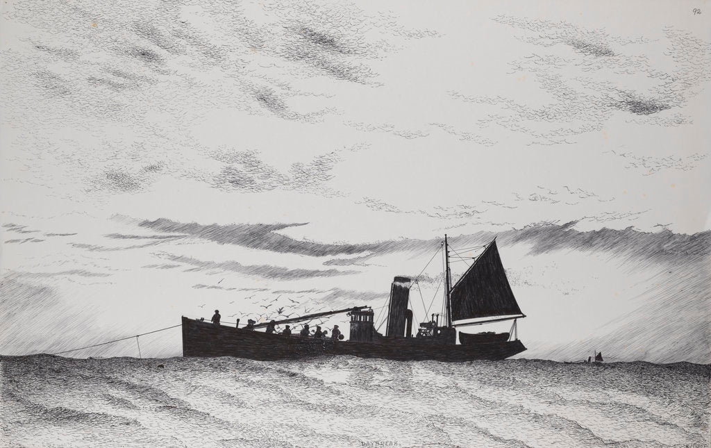 Detail of The 'Formidable' fishing at daybreak by Edward J. Frost