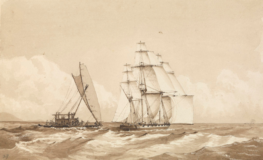 Detail of Double canoe off Moalu, Feejee Islands, Septr 26th 1849 [Fiji] by Edward Gennys Fanshawe
