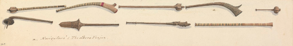 Detail of Clubs from Feejee [Fiji] and Navigators [Islands, (Samoa)] by Edward Gennys Fanshawe