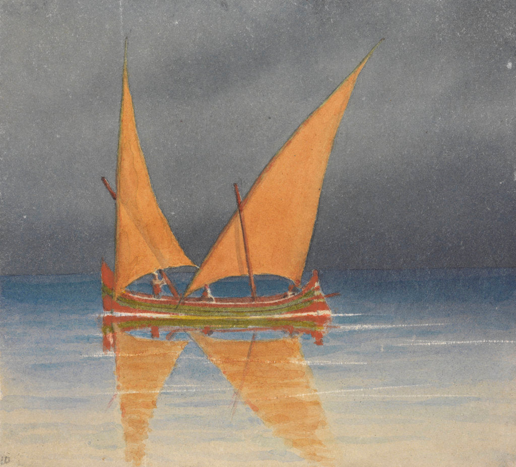 Detail of A lateen-rigged Portuguese sailing vessel, Lisbon, 1856 [Portugal] by Edward Gennys Fanshawe