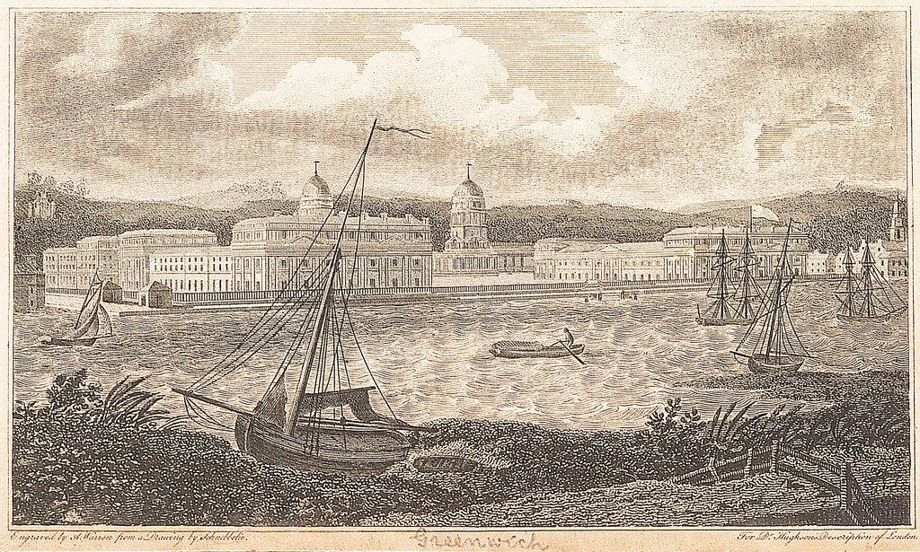 Detail of Greenwich (from Hughson's 'London') by Robert Bremmel Schnebbelie
