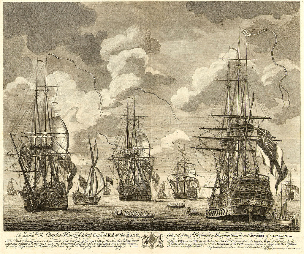 Detail of The 'Diamond' (1747), 'Jason' (1747) and 'Ruby' (1745) by R. Short