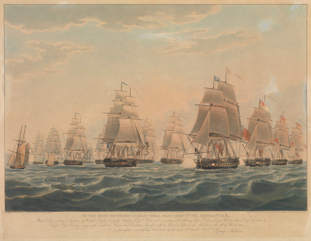 Detail of Defeat of the French and Italian squadron, 13 March 1811 by J.L. Few