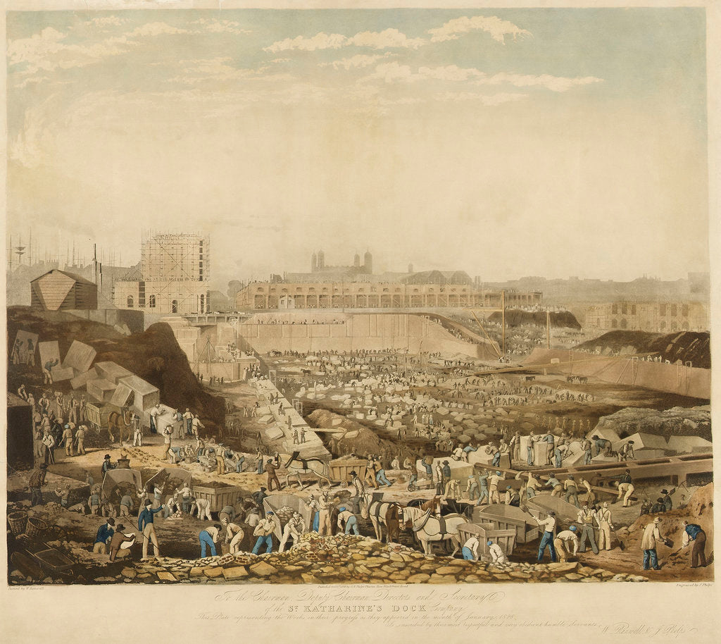 Detail of St Katherine's Dock under construction by William Ranwell