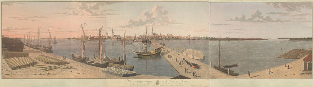 Detail of Vue panoramique de la Ville de Riga pris de l'autre cote du pont dans la Maison de Douanier by F. Fielker