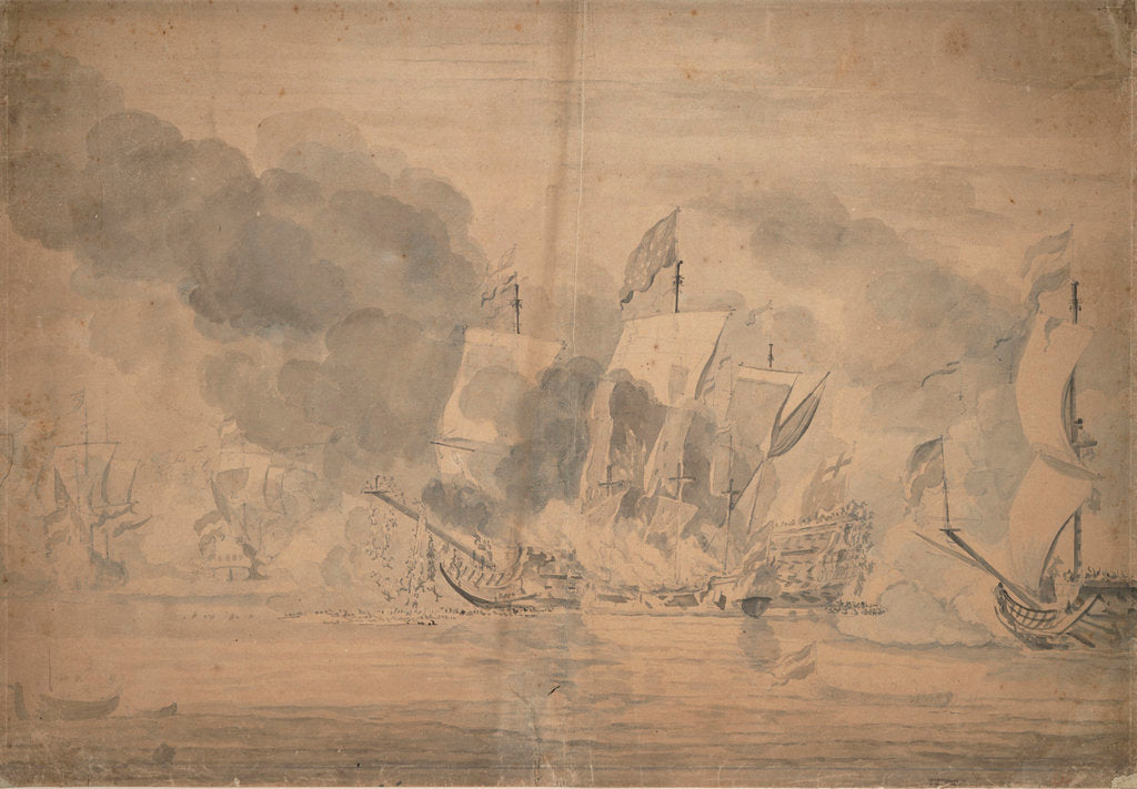 Detail of The burning of the 'Royal James' at the Battle of Solebay, 7 June, 1672 by Willem van de Velde the Elder