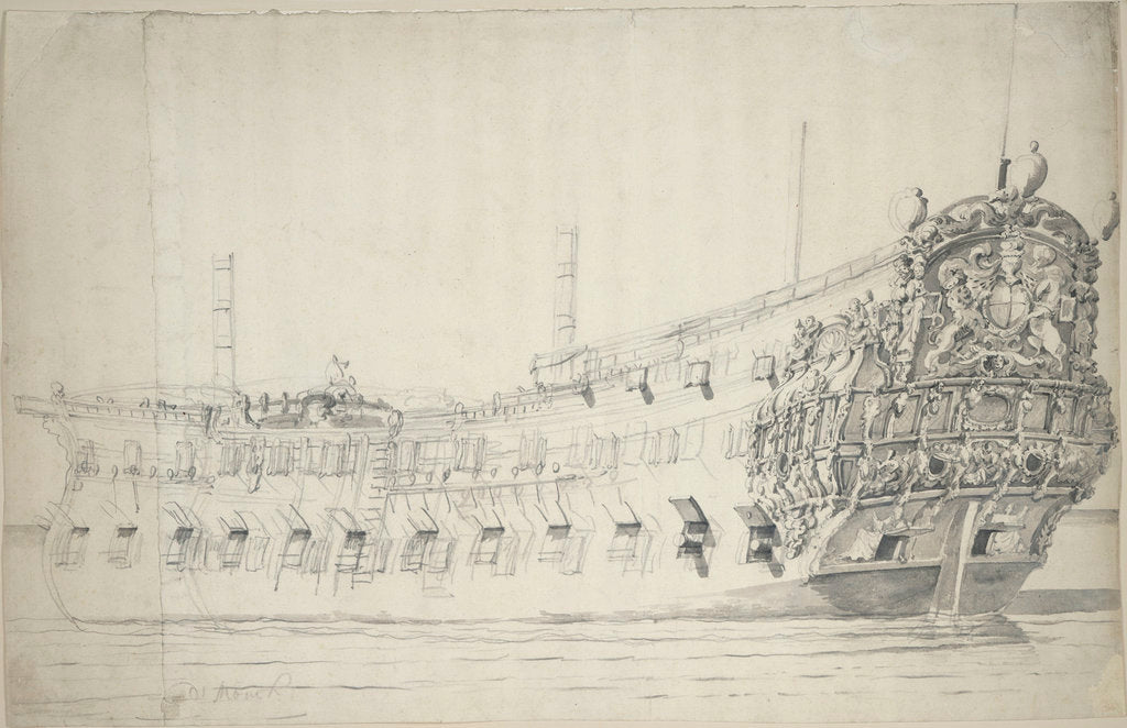 Detail of Portrait of the 'Monck' by Willem van de Velde the Elder