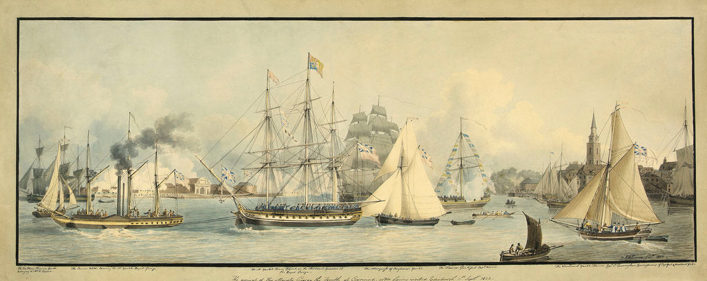 Detail of The arrival of His Majesty George the Fourth at Gravesend, after having visited Edinburgh. 1st September 1822 by John Thomas Serres