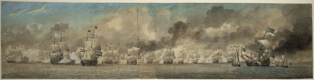Detail of An Action of the Second Dutch War, showing the Hollandia disabled on the first day of the Four Days Battle, 1666 by Charles Gore after Willem Van de Velde the Younger