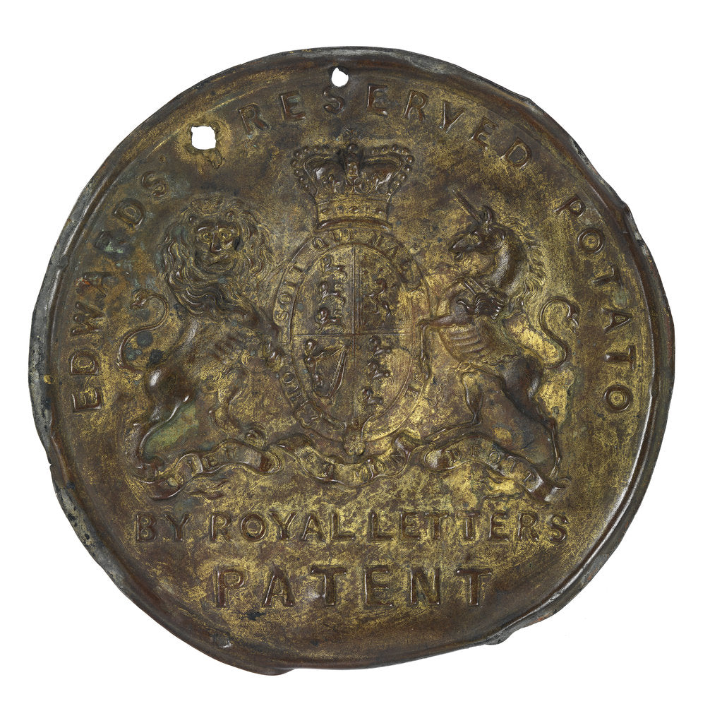 Detail of Preserved potatoes lid: relic of Sir John Franklin's last expedition 1845-8 by D. & H. Edwards & Co.